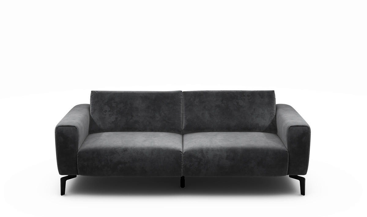 2,5-SITZER Samt Anthrazit  - Anthrazit/Schwarz, Design, Textil/Metall (220/86/86-94cm) - SENSOO