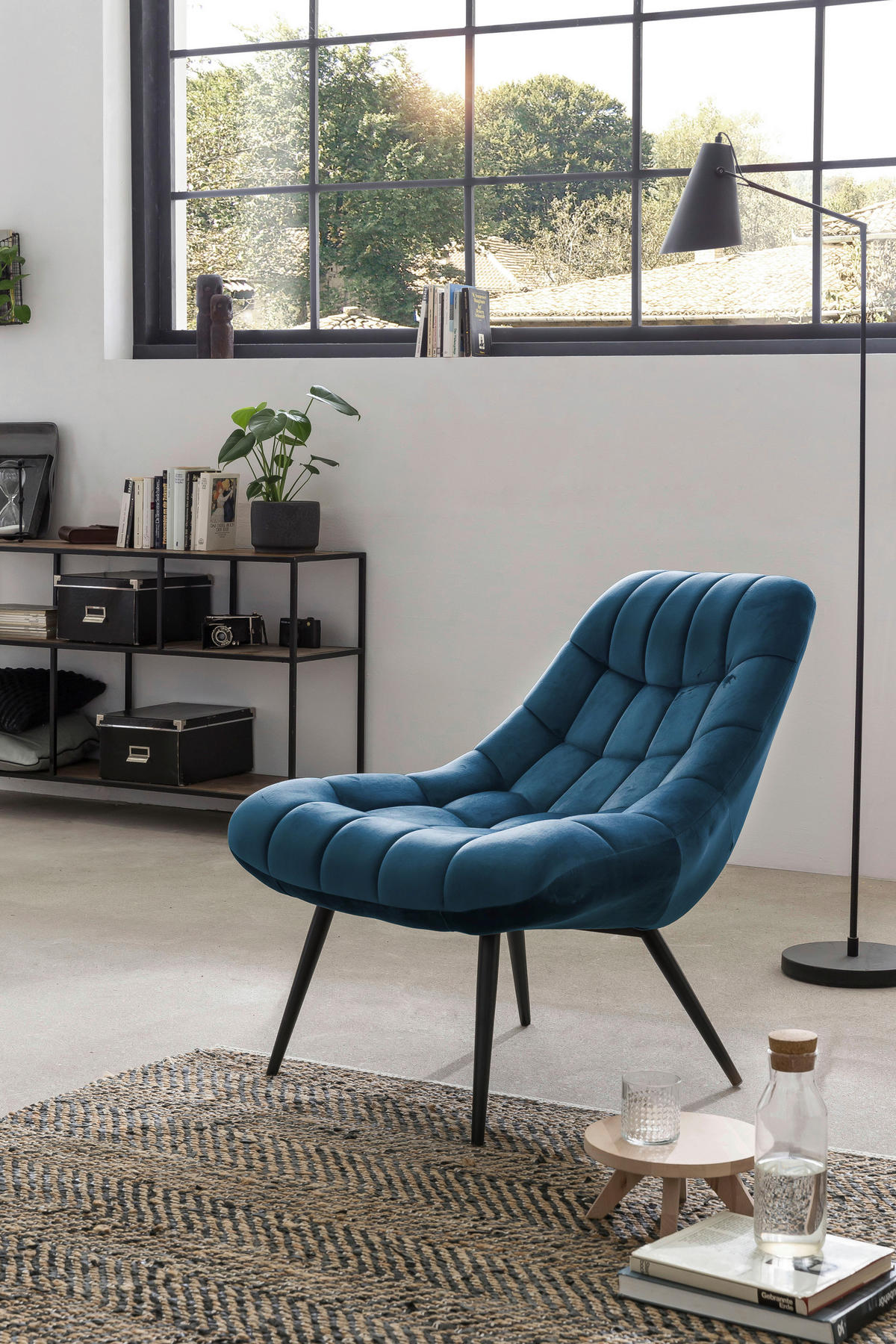 XXL-SESSEL - Blau/Schwarz, MODERN, Textil/Metall (76/85,6/85,6cm) - Livetastic