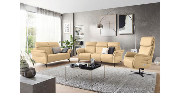 TRAPEZSOFA in Mikrofaser Beige  - Beige/Schwarz, KONVENTIONELL, Textil/Metall (221/103/95cm) - Dieter Knoll