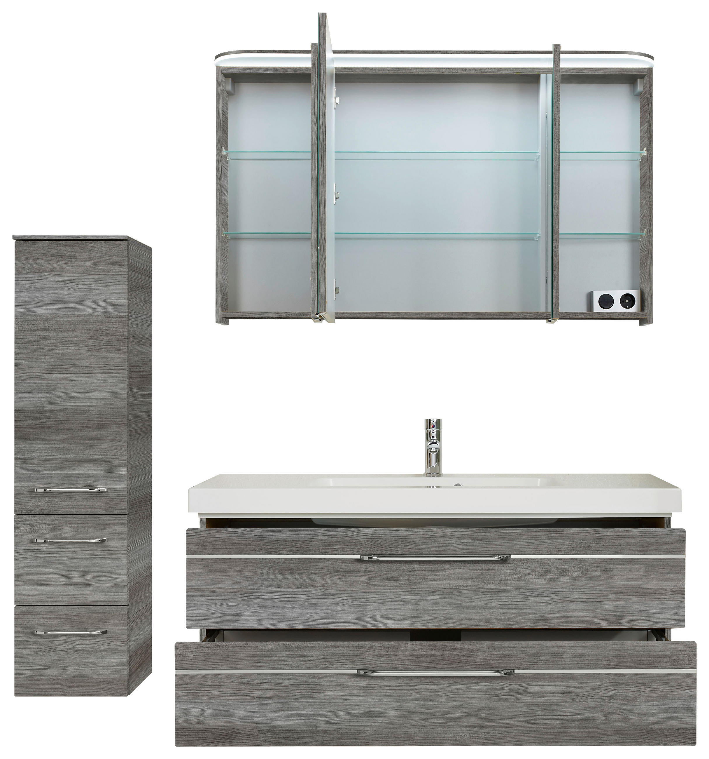 BADEZIMMER 4-teilig in 153 cm - Chromfarben/Graphitfarben, KONVENTIONELL, Glas/Holzwerkstoff (153cm) - Pelipal