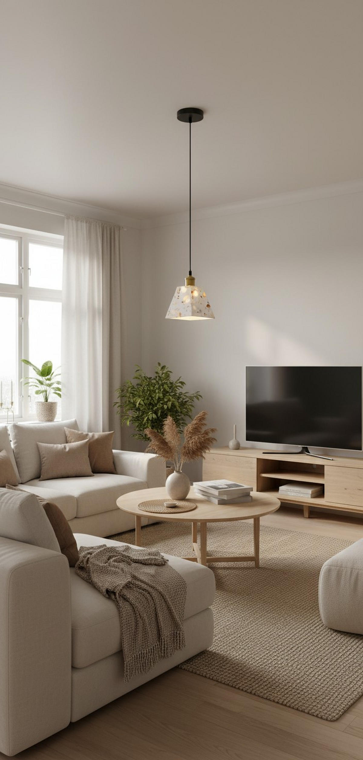 HÄNGELEUCHTE 15/15/120 cm   - Beige, Design, Stein/Metall (15/15/120cm) - Collet's Monde