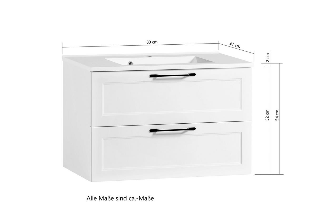 WASCHTISCHKOMBI 80 cm  - Schwarz/Graphitfarben, KONVENTIONELL, Holzwerkstoff/Stein (80cm) - Xora