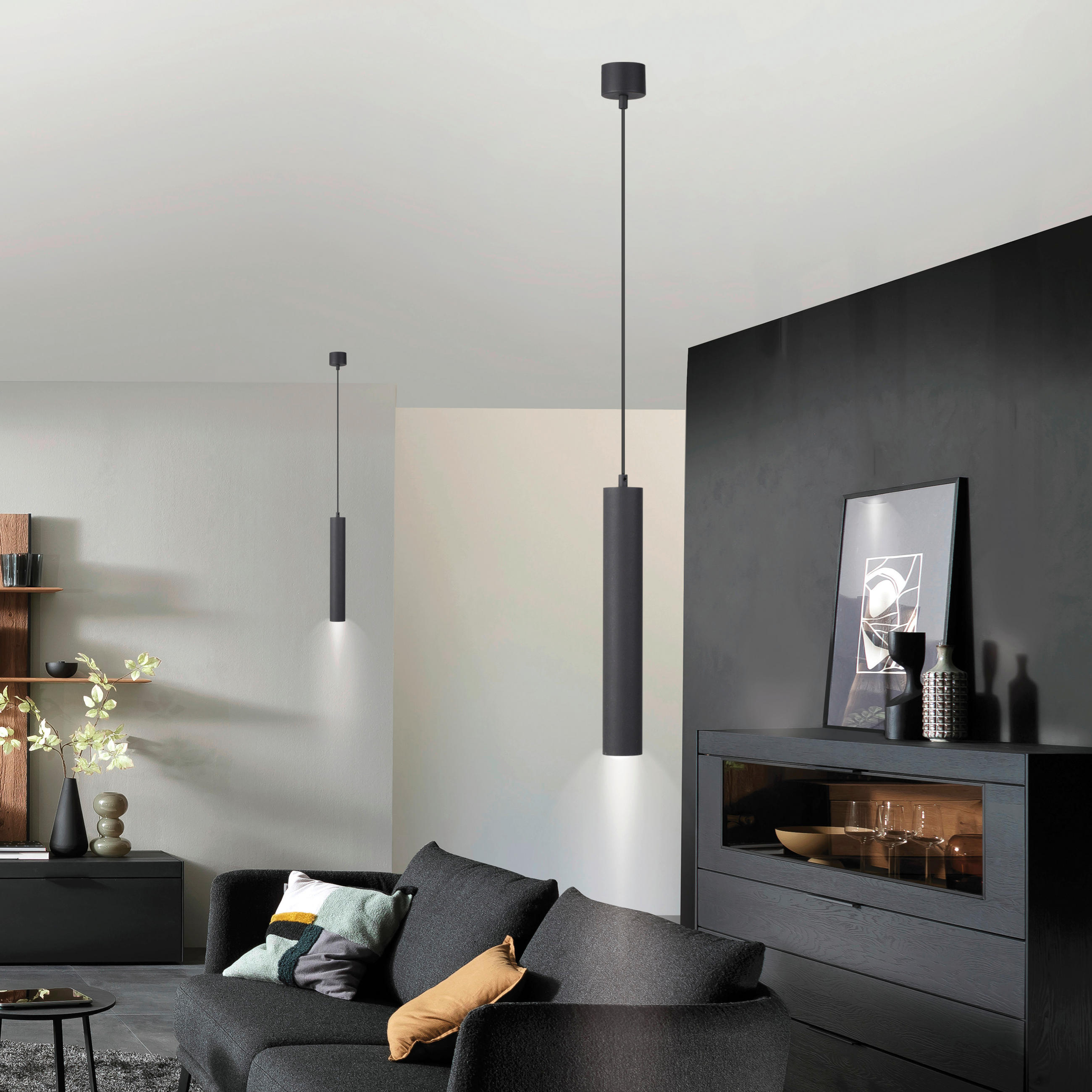 LED-PENDELLEUCHTE SW DANTE 6/6/120 cm   - Schwarz, Design, Kunststoff/Metall (6/6/120cm) - Schöner Wohnen