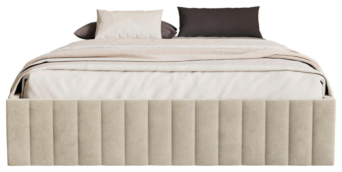 POLSTERBETT Lattenrost, Bettkasten 180/200 cm  in Beige  - Beige/Schwarz, Design, Holz/Textil (180/200cm) - Boxxx