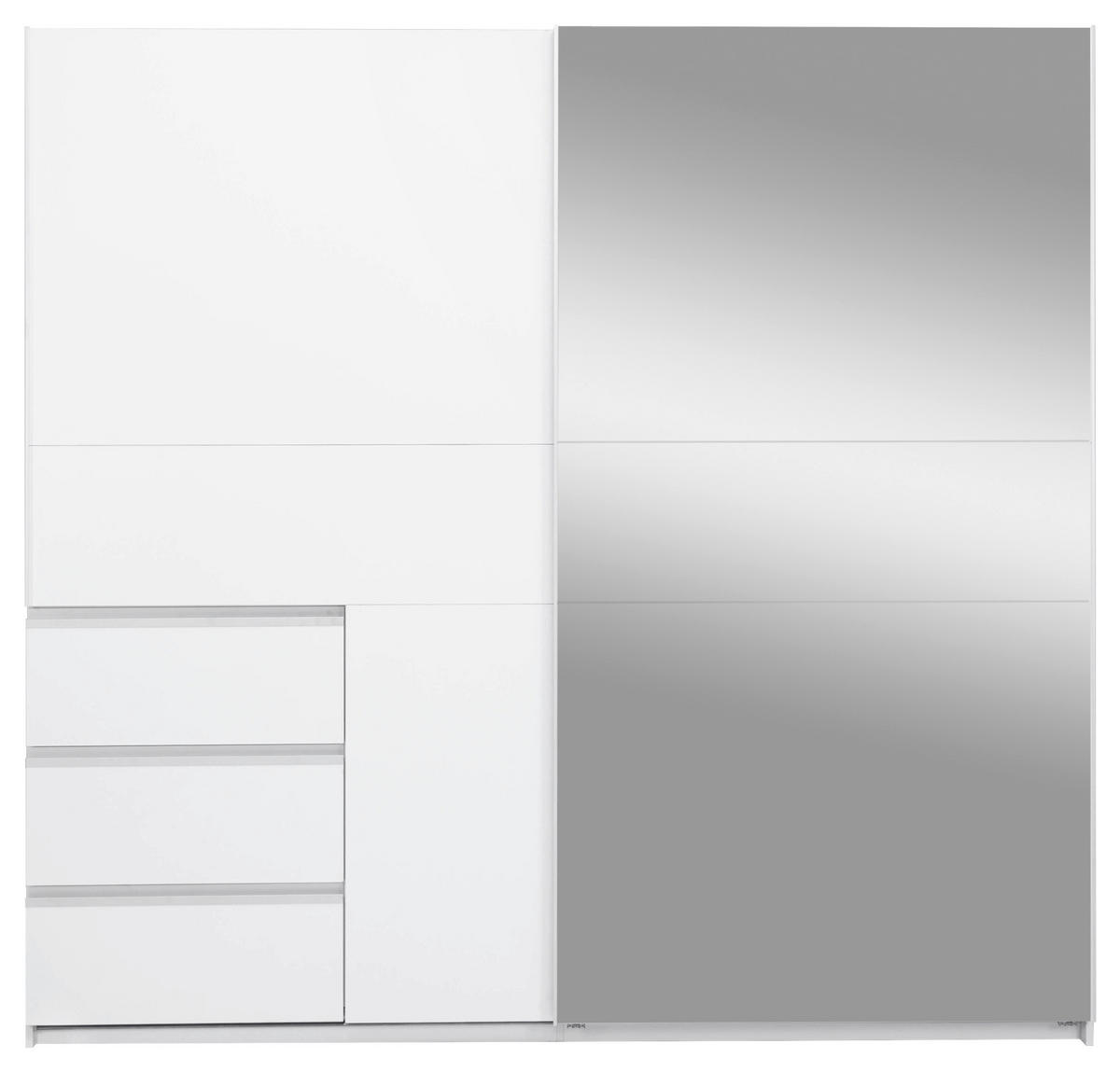 SCHIEBETÜRENSCHRANK 215/205/61,5 cm 2-türig  - Weiß, MODERN, Holzwerkstoff/Metall (215/205/61,5cm) - MID.YOU