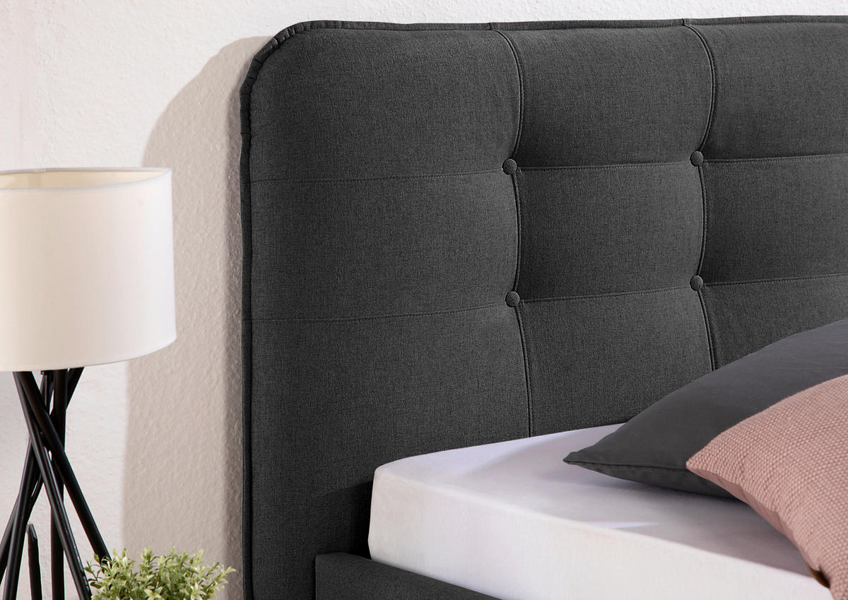 POLSTERBETT 140/200 cm,  in Anthrazit,  - Anthrazit/Schwarz, MODERN, Holz/Textil (140/200cm) - Livetastic