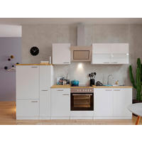 KÜCHENBLOCK 300 cm   in Weiss  - Weiss/Edelstahlfarben, Basics, Holzwerkstoff/Metall (300cm) - Respekta