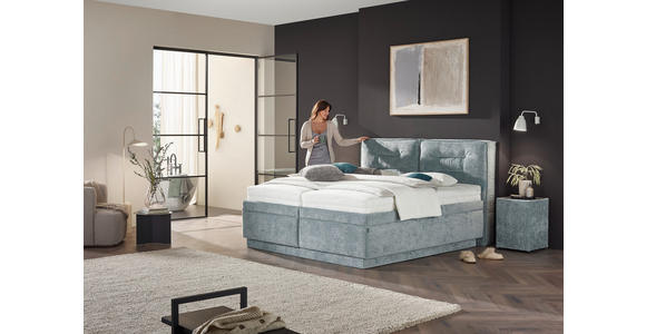 POLSTERBETT Bettkasten, Lattenroste, Matratzen 180/200 cm  in Blaugrau  - Blaugrau/Weiß, KONVENTIONELL, Holz/Textil (180/200cm) - Dieter Knoll