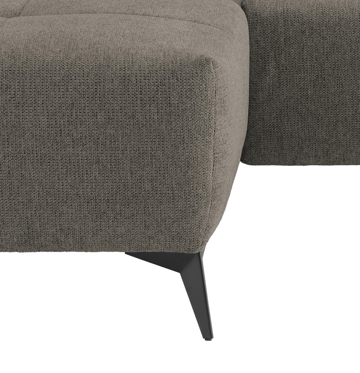 ECKSOFA in Chenille Graubraun  - Graubraun/Schwarz, Modern, Textil/Metall (180/258cm) - Livetastic