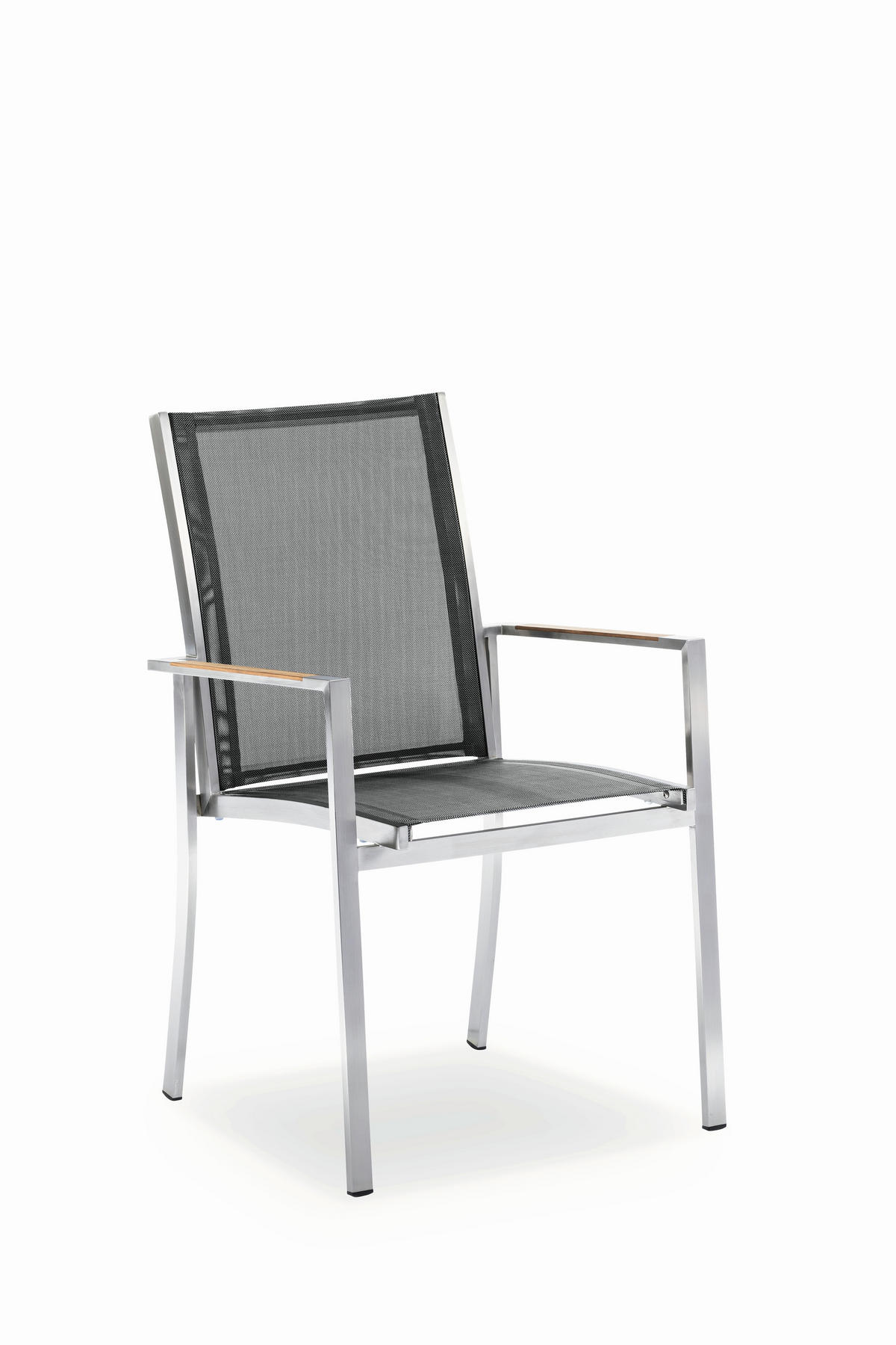 GARTENSTUHL Edelstahl Schwarz, Edelstahlfarben  - Edelstahlfarben/Schwarz, Design, Holz/Textil (57/90/63cm)