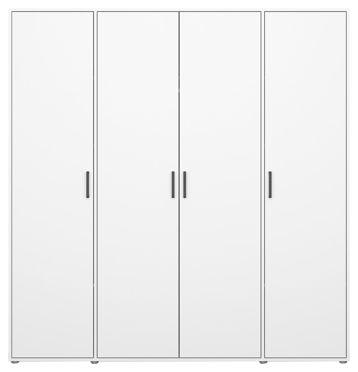 DREHTÜRENSCHRANK 187/194/53 cm 4-türig Weiß  - Weiß/Grau, MODERN, Holzwerkstoff/Kunststoff (187/194/53cm) - Rauch Möbel