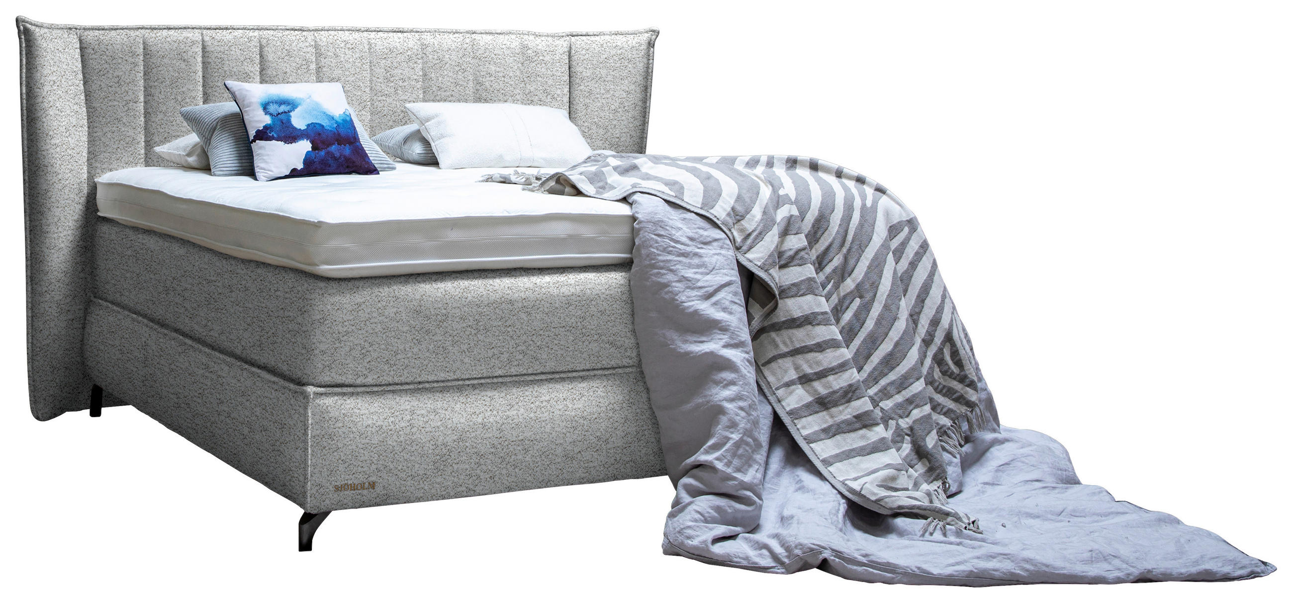 BOXSPRINGBETT 180/200 cm  in Champagner  - Champagner/Schwarz, Konventionell, Holz/Textil (180/200cm) - Sjöholm