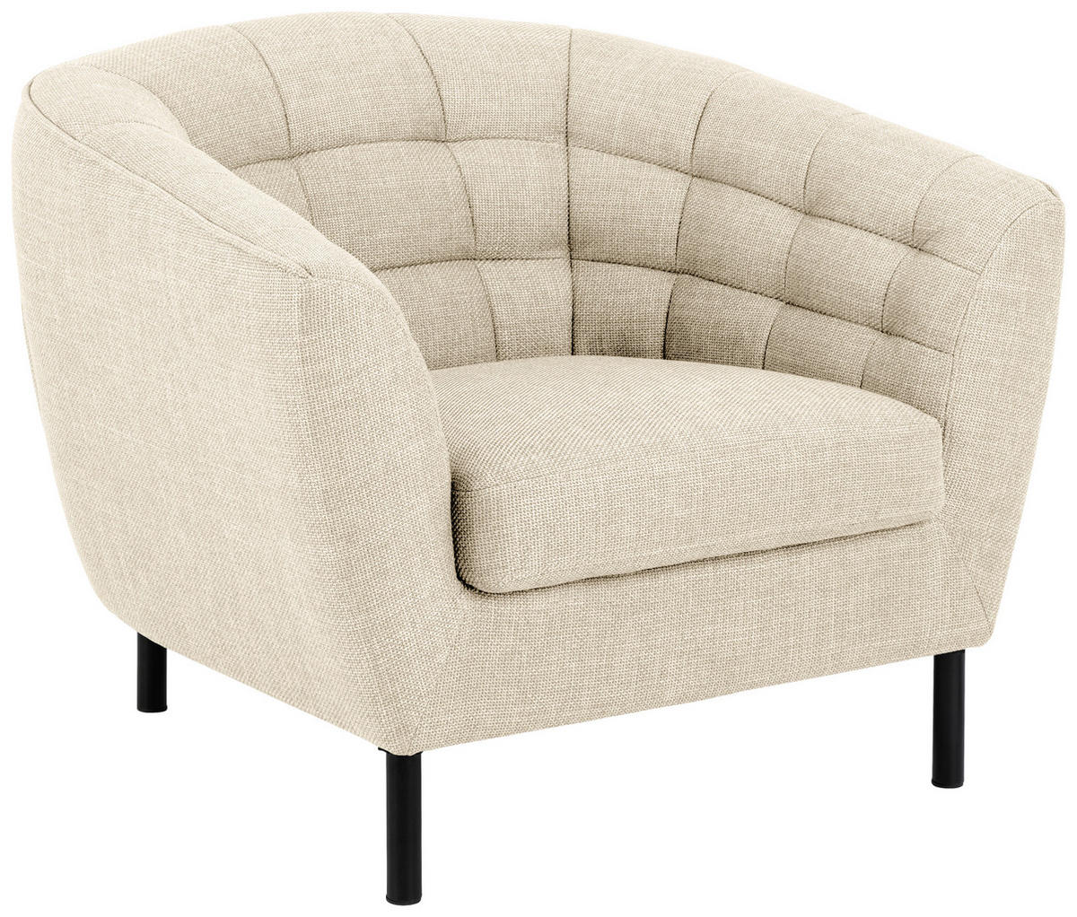 COCKTAILSESSEL Bouclé Creme    - Creme/Schwarz, Design, Textil/Metall (94/78/84,5cm) - MID.YOU