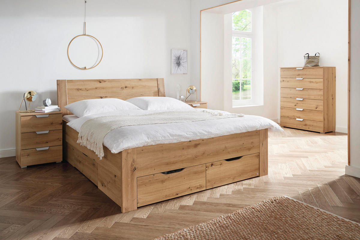 STAURAUMBETT 140/200 cm  in Eichefarben  - Eichefarben, Design, Holzwerkstoff (140/200cm) - Xora