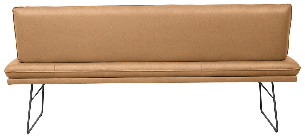 SITZBANK in Metall, Textil Schwarz, Cognac  - Cognac/Schwarz, Design, Textil/Metall (195/87/65cm) - Dieter Knoll