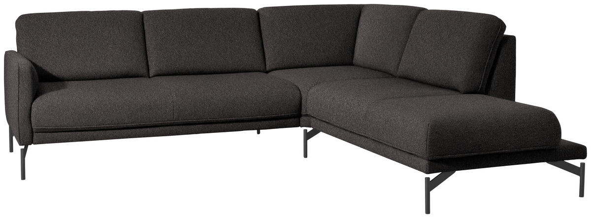 ECKSOFA in Flachgewebe, Struktur Graubraun  - Anthrazit/Graubraun, Design, Textil/Metall (254/230cm) - Johann Jakob