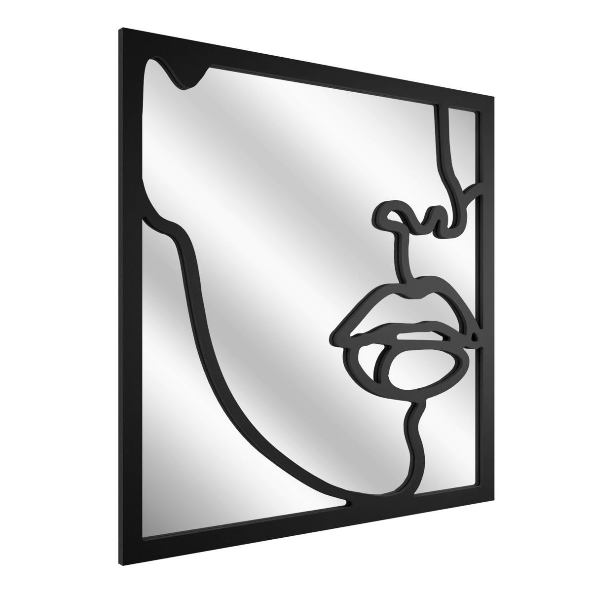 DEKOSPIEGEL  50/50 cm   in quadratisch  - Schwarz, Basics, Glas/Holz (50/50cm)