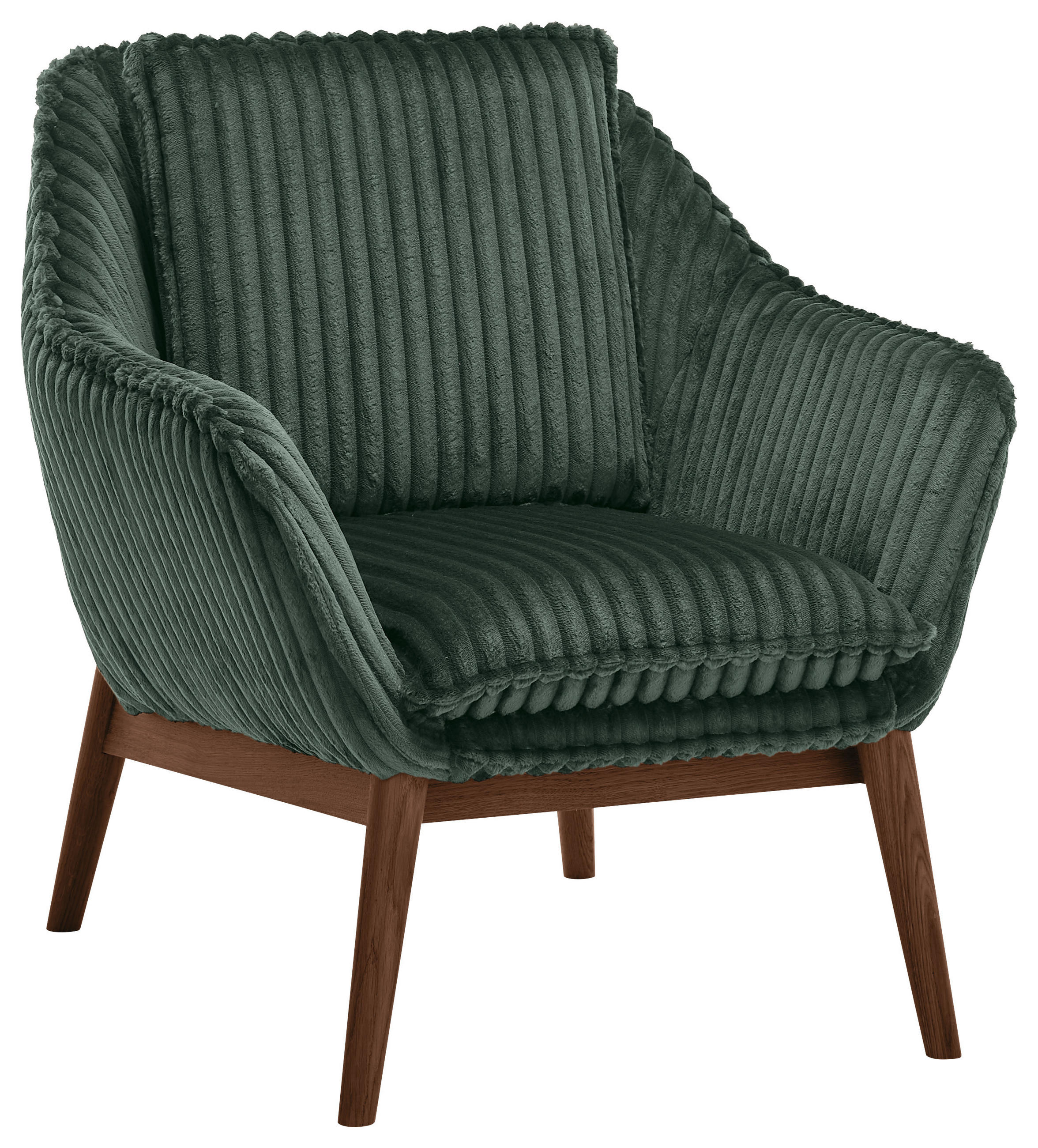 SESSEL in Cord Olivgrün  - Dunkelbraun/Olivgrün, KONVENTIONELL, Holz/Textil (77/90/85cm) - SetOne by Musterring