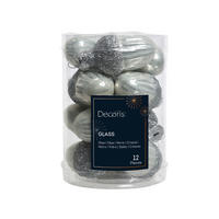 Set De Globuri De Crăciun - culoare aluminiu, Basics, sticlă (3,00/3,00/4,00cm)