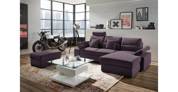 ECKSOFA in Webstoff Violett  - Dunkelbraun/Violett, KONVENTIONELL, Kunststoff/Textil (258/166cm) - Cantus