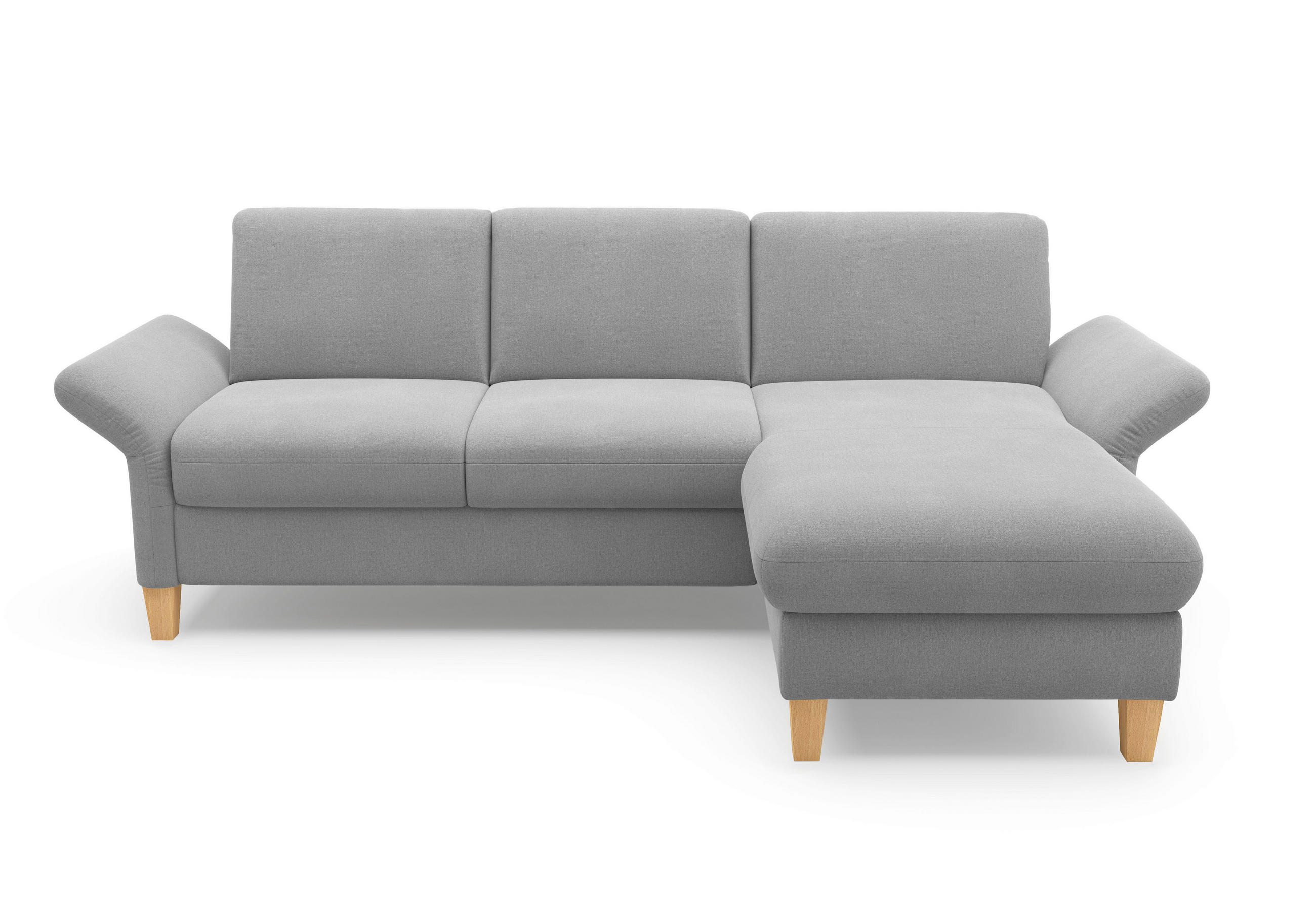 ECKSOFA ROCHELLE E Grau Flachgewebe  - Eichefarben/Grau, KONVENTIONELL, Holz/Textil (251/164cm) - Sit & More