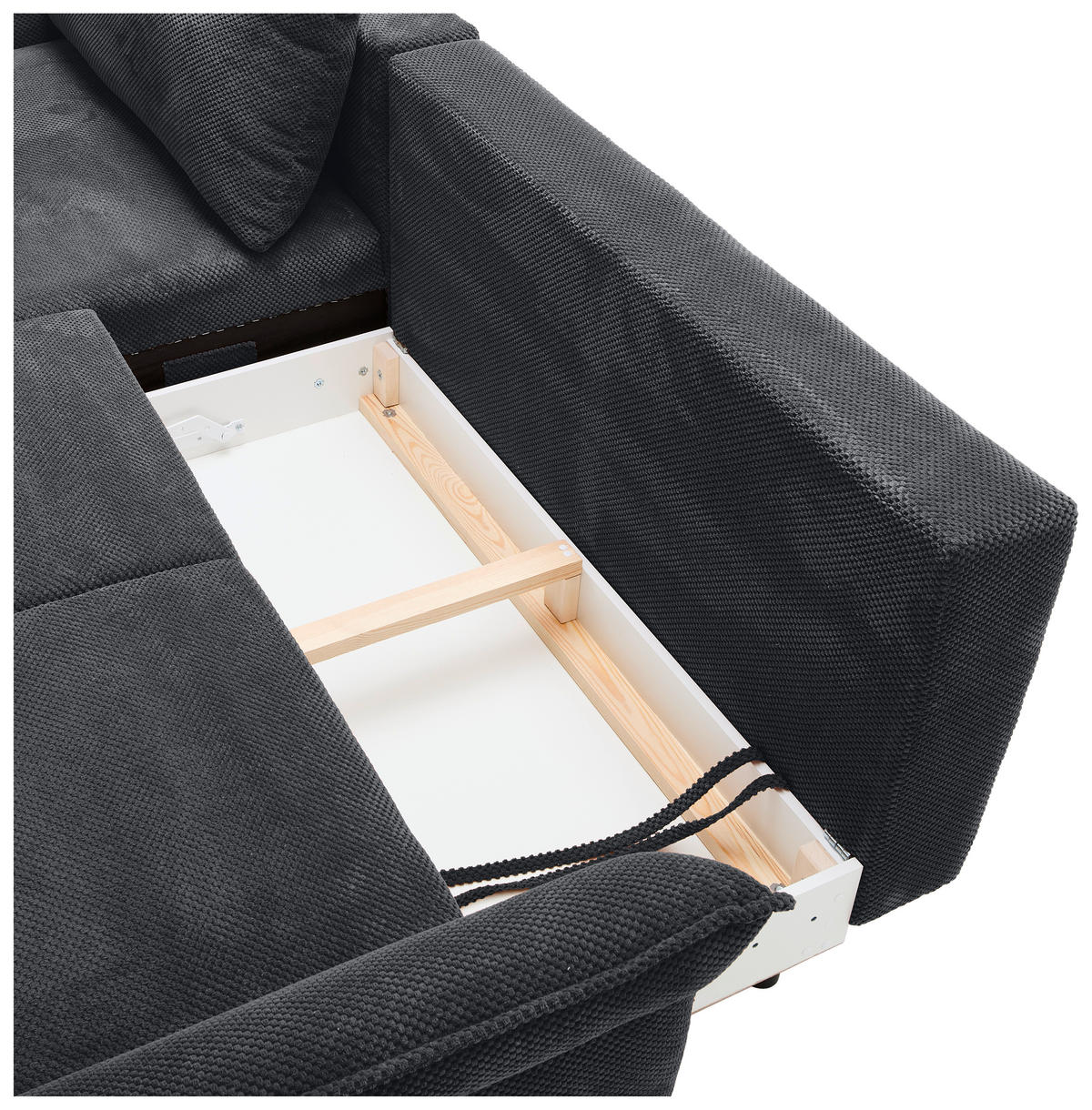 ECKSOFA in Chenille Schwarz  - Schwarz, Konventionell, Textil/Metall (164/255cm) - Carryhome