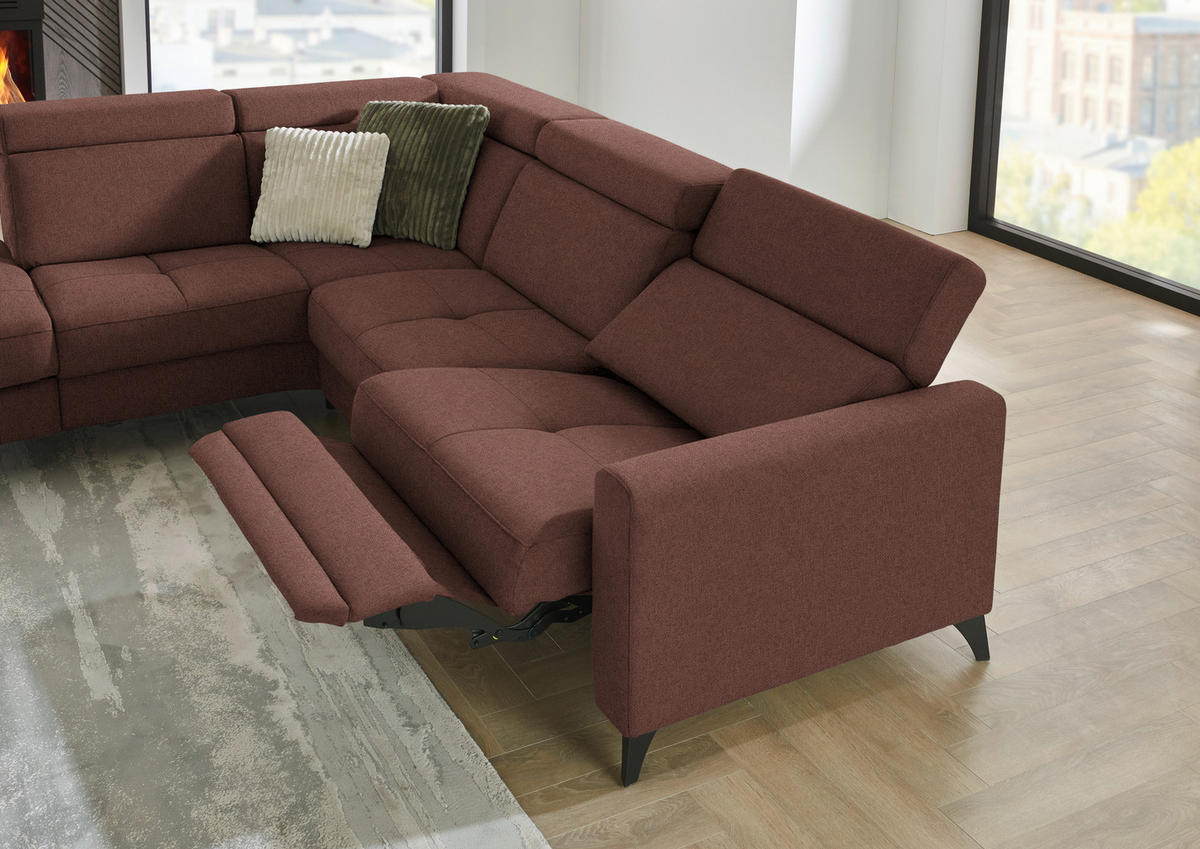 ECKSOFA Beldomo System in Flachgewebe Weinrot  214/276 cm  - Weinrot/Schwarz, KONVENTIONELL, Textil/Metall (214/276cm) - Beldomo System