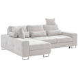 ECKSOFA Creme Flachgewebe  - Creme, Design, Textil/Metall (188/260cm) - Hom`in