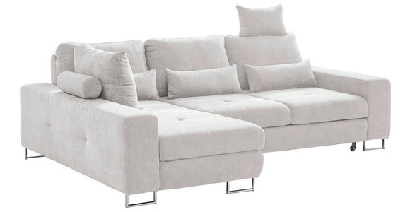 ECKSOFA Creme Flachgewebe  - Creme, Design, Textil/Metall (188/260cm) - Hom`in