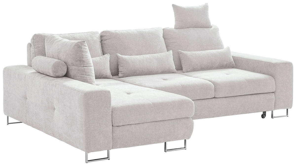 ECKSOFA in Flachgewebe Creme  - Creme, Design, Textil/Metall (188/260cm) - Hom`in
