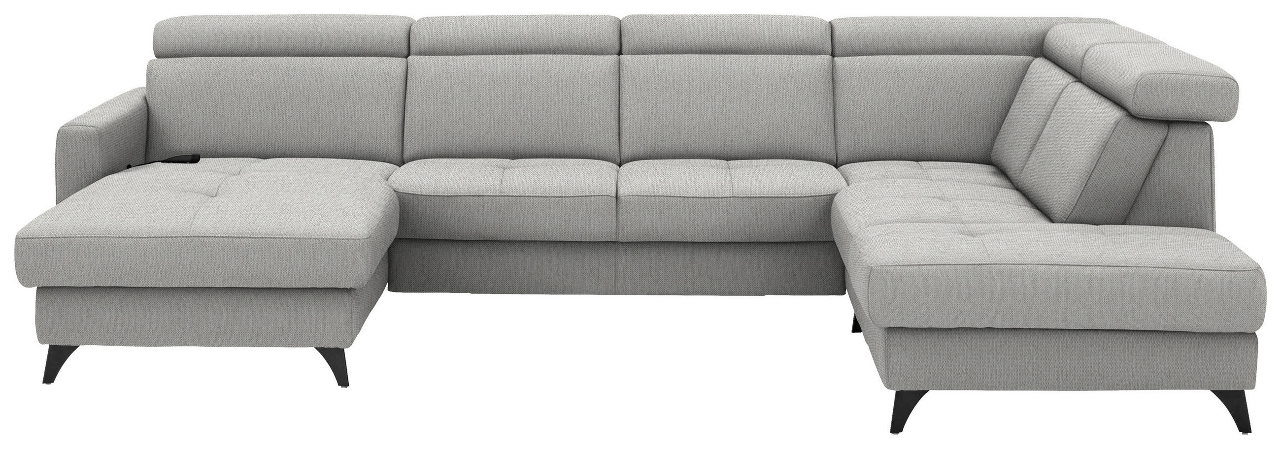 WOHNLANDSCHAFT Beldomo System in Flachgewebe Sandfarben  - Sandfarben/Schwarz, KONVENTIONELL, Textil/Metall (174/333/215cm) - Beldomo System