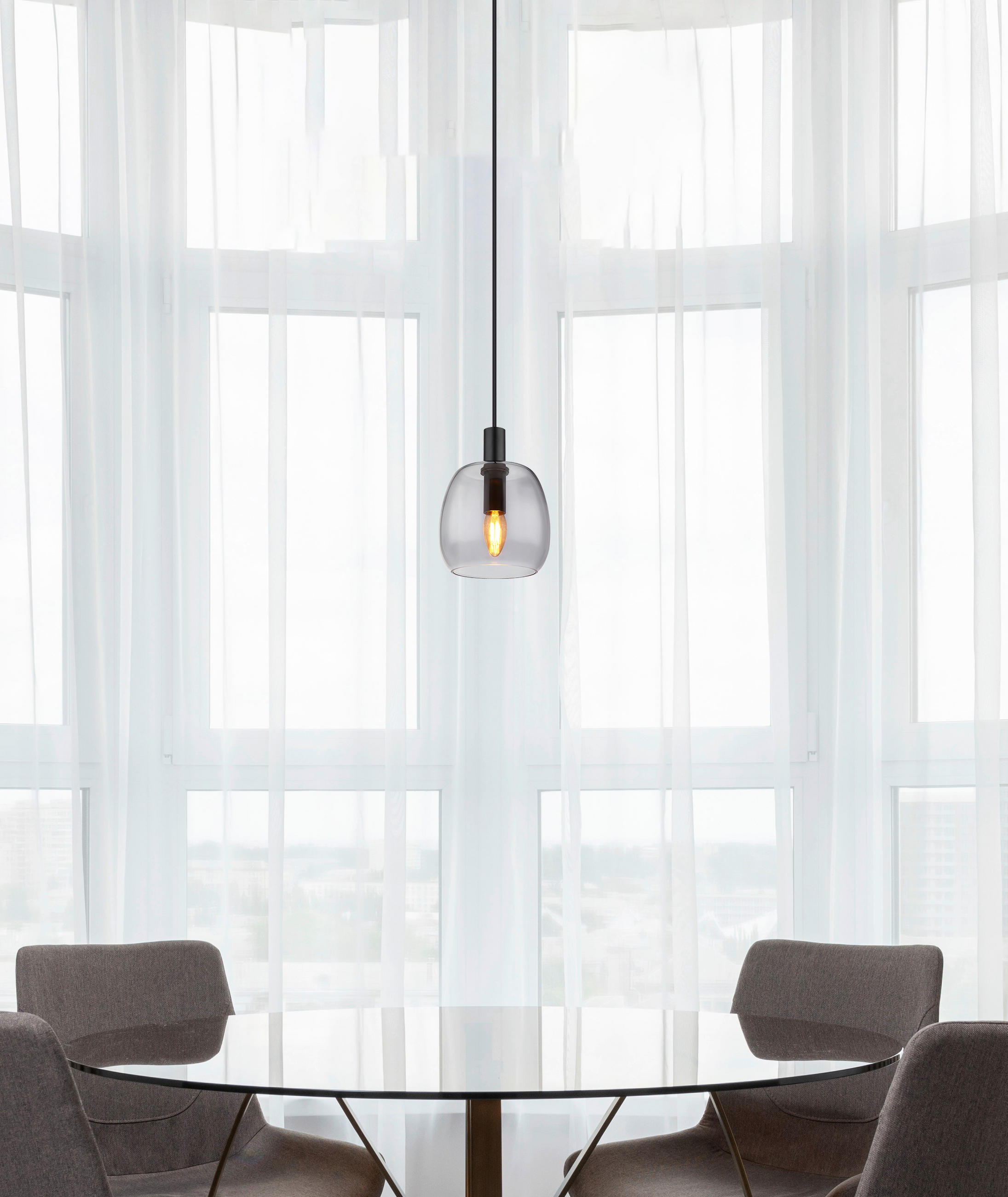 HÄNGELEUCHTE 16/120 cm    - Schwarz, Design, Glas/Metall (16/120cm) - Globo