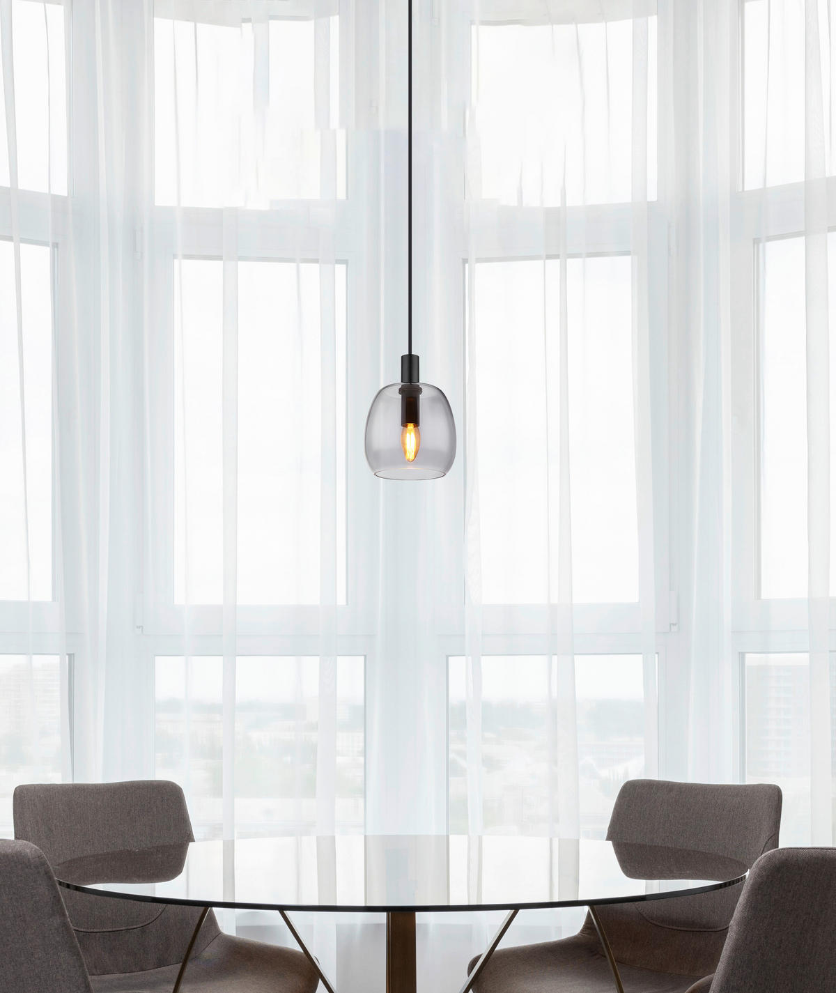 HÄNGELEUCHTE 16/120 cm    - Schwarz, Design, Glas/Metall (16/120cm) - Globo