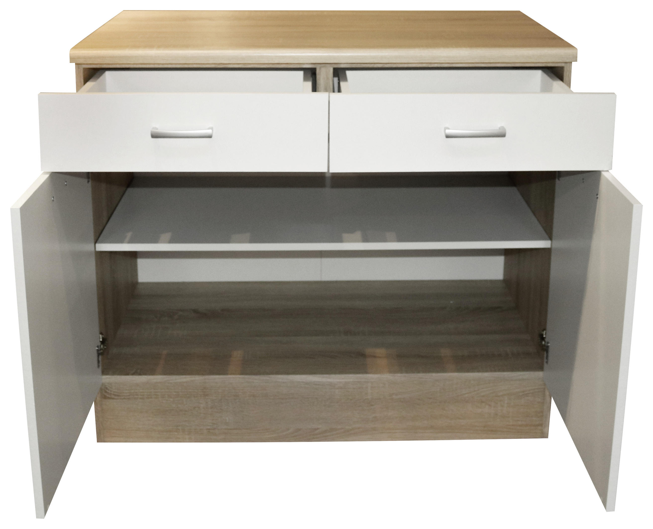 KONYHAI ALSÓSZEKRÉNY - Sonoma tölgy/ezüstszínű, Basics, műanyag/faalapú anyag (100/90/60cm) - MID.YOU
