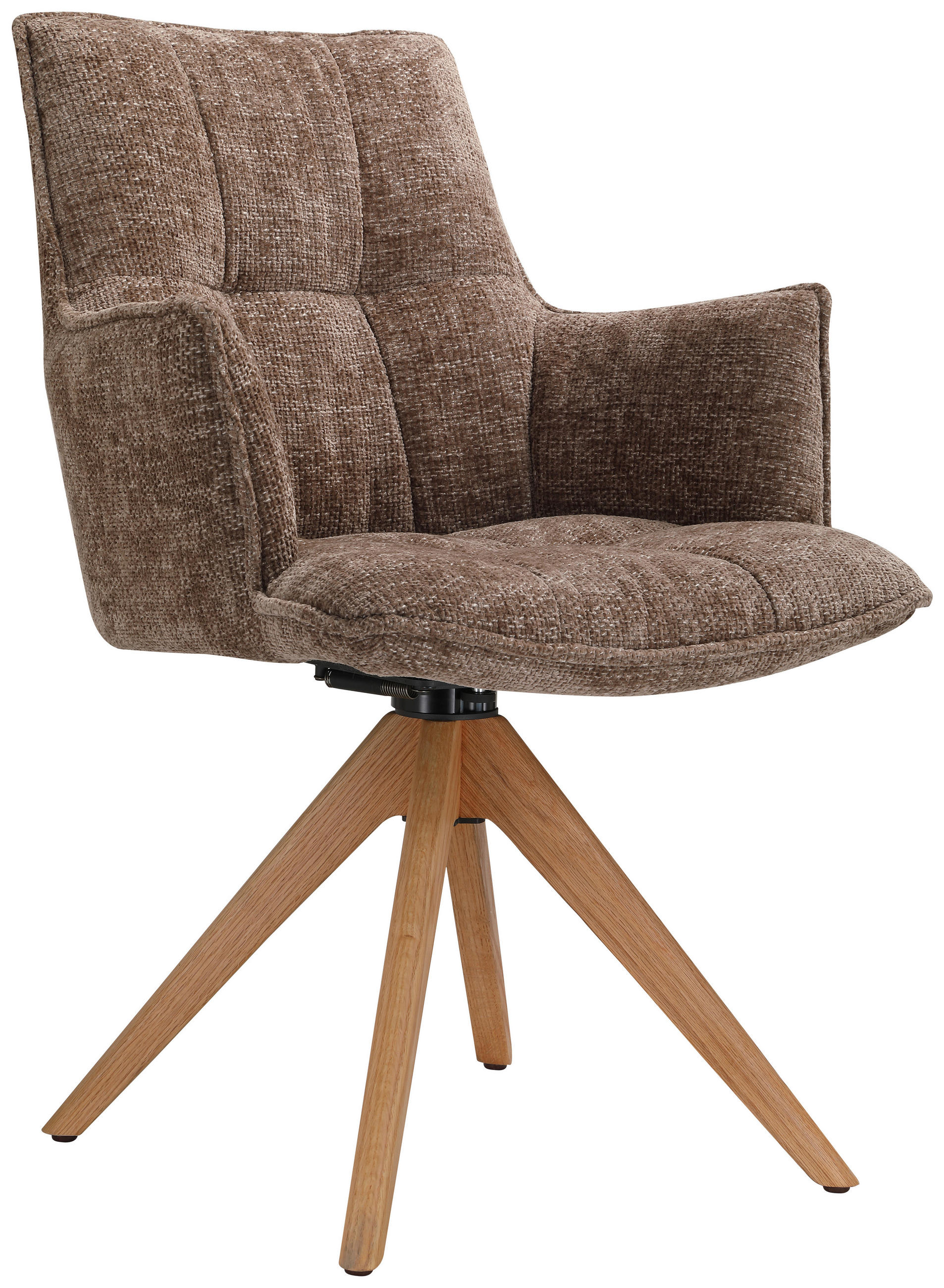 ARMLEHNSTUHL  in Eisen Chenille  - Taupe/Eichefarben, Design, Holz/Textil (59,5/88,5/63cm) - Novel