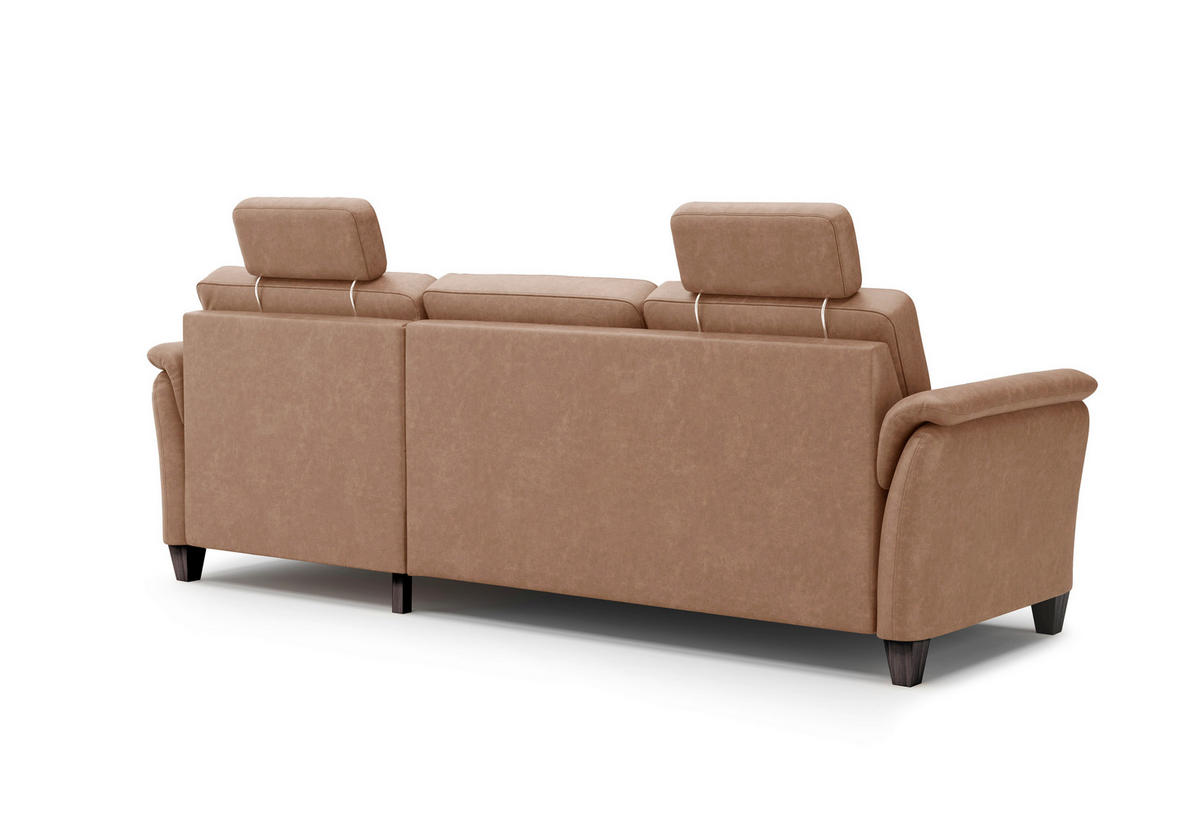 ECKSOFA PALMERA V Cognac Mikrofaser  - Wengefarben/Cognac, KONVENTIONELL, Holz/Textil (244/163cm) - Sit & More