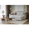 ECKSOFA NIKAS Creme Flachgewebe Bettkasten  - Buchefarben/Creme, Design, Holz/Textil (227/156cm) - MID.YOU
