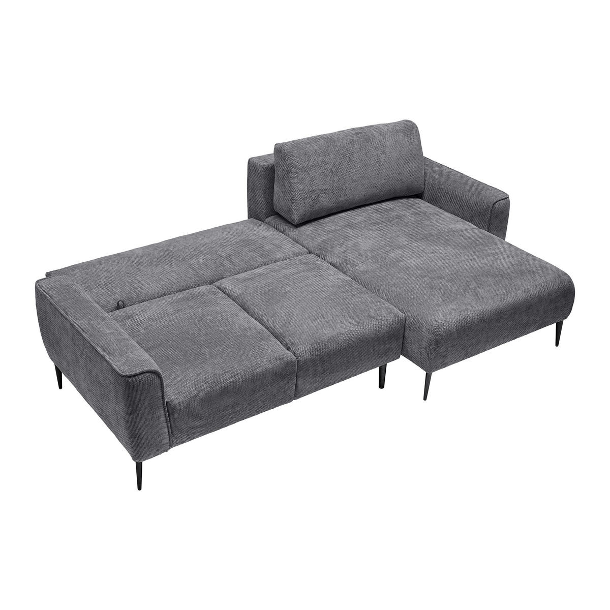 ECKSOFA in Webstoff Anthrazit  - Anthrazit/Schwarz, Modern, Textil/Metall (255/164cm) - MID.YOU
