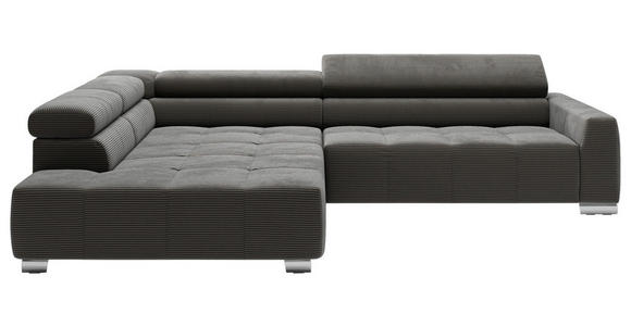 ECKSOFA Dunkelgrau Cord  - Chromfarben/Dunkelgrau, KONVENTIONELL, Textil/Metall (219/311cm) - Hom`in