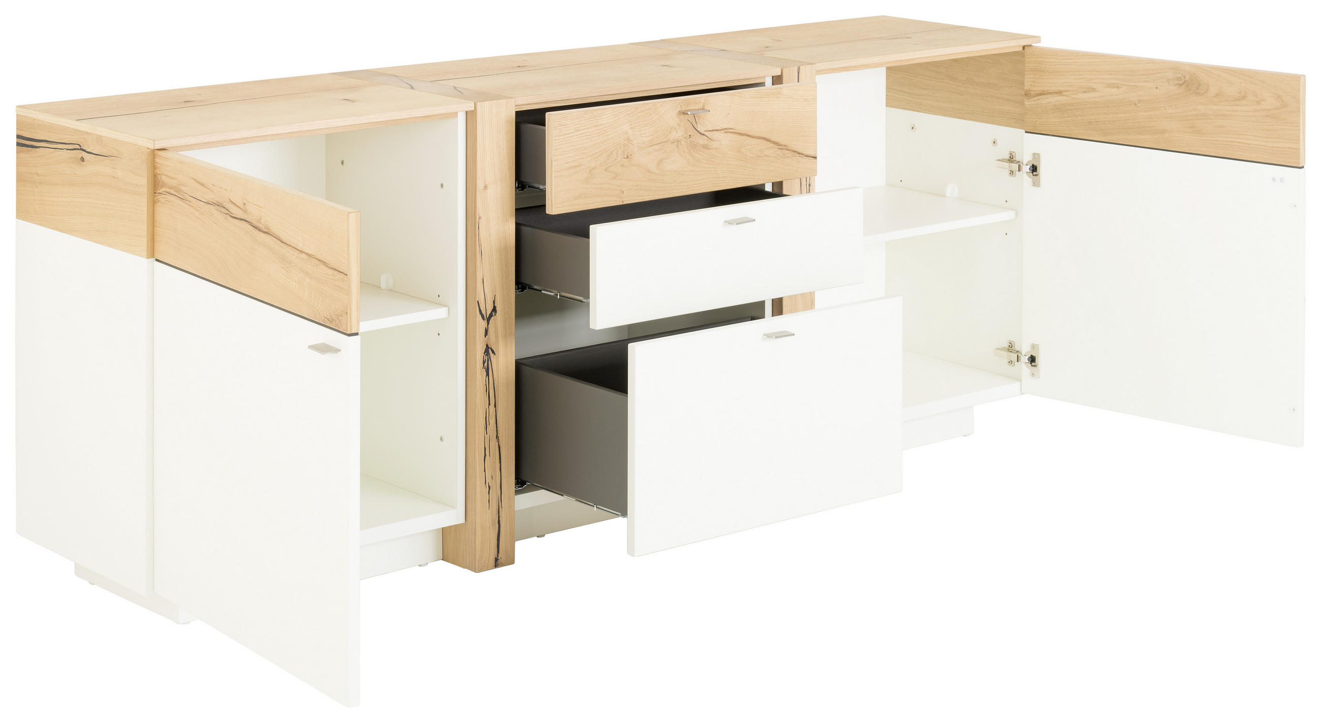 SIDEBOARD  in 196/78/43 cm  - Edelstahlfarben/Eichefarben, Design, Holz/Holzwerkstoff (196/78/43cm) - Venjakob