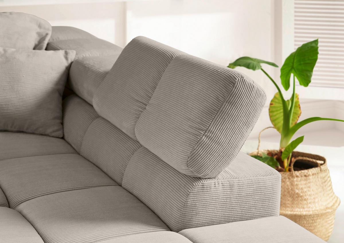 ECKSOFA in Feincord Sandfarben  - Sandfarben/Schwarz, Design, Kunststoff/Textil (319/215cm) - Hom`in