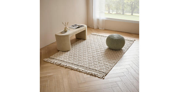 HANDWEBTEPPICH 130/190 cm Sylt Silberfarben, Beige  - Beige/Silberfarben, Natur, Textil (130/190cm) - Linea Natura