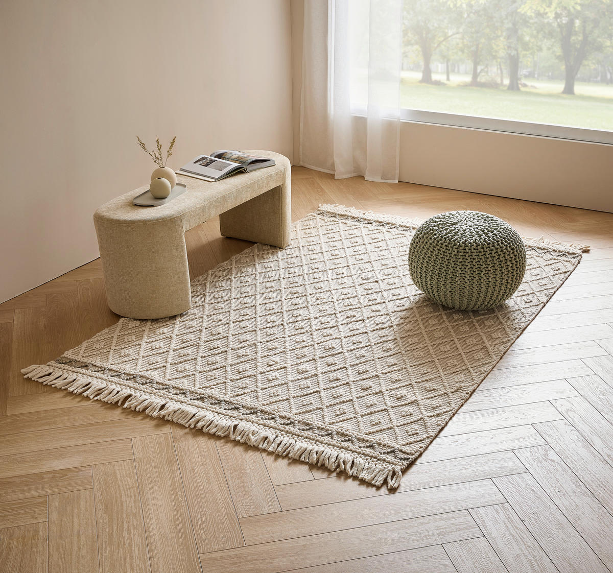 COVOR ȚESUT DE MÂNĂ  Sylt   - argintiu/bej, Natur, textil (160/230cm) - Linea Natura
