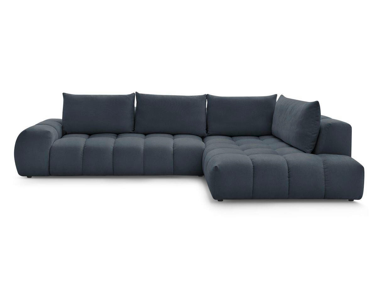 ECKSOFA Ottomane rechts  EVEREST Dunkelblau Struktur  - Schwarz/Dunkelblau, MODERN, Kunststoff/Textil (352/210cm) - Livetastic