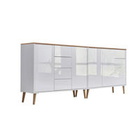 SIDEBOARD Mailand Set 13 + HF  in 211/86/33 cm  - Weiß Hochglanz/Eiche Artisan, MODERN, Holz/Holzwerkstoff (211/86/33cm) - MID.YOU