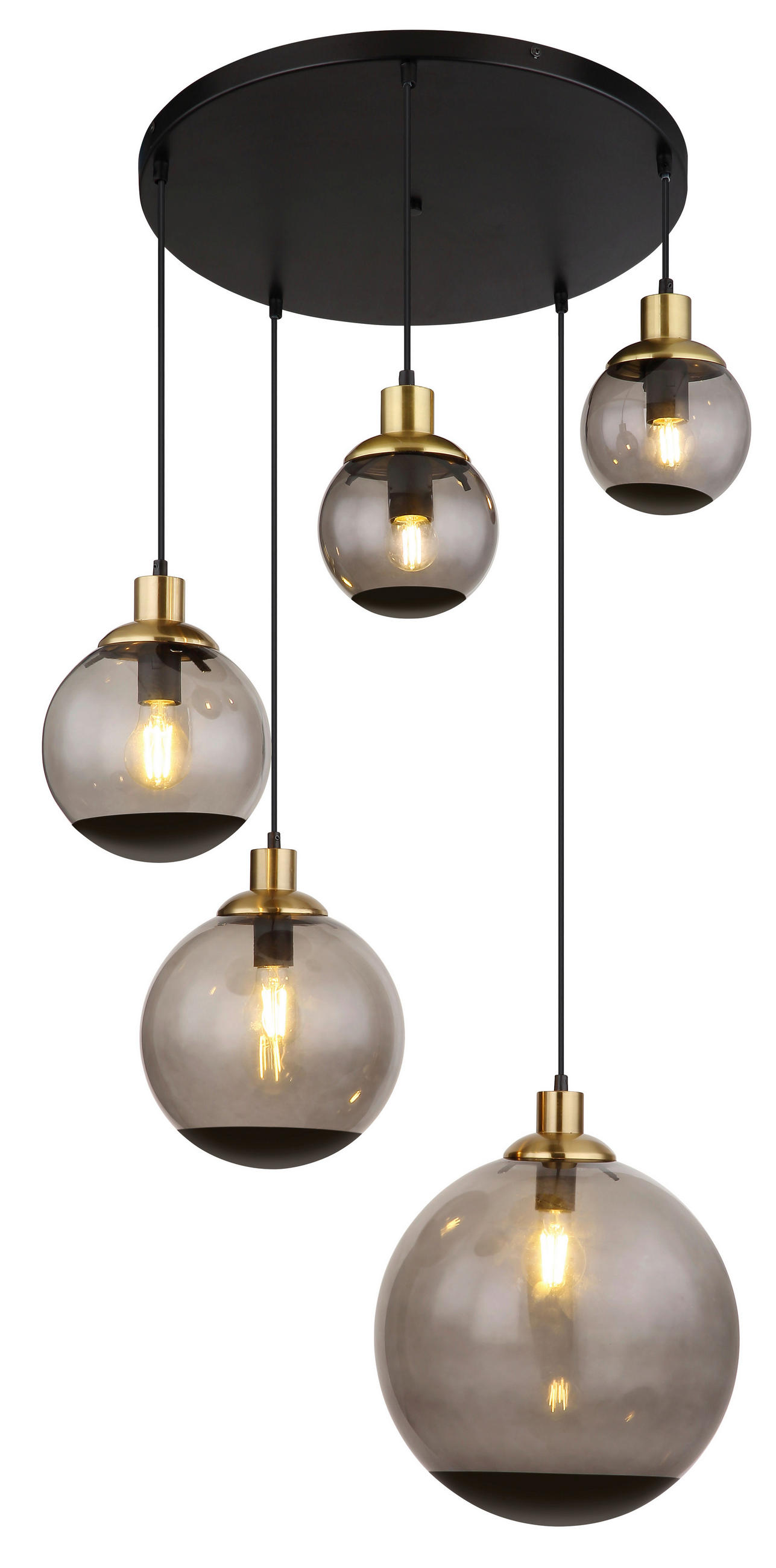 LAMPĂ SUSPENDATĂ 65/150 cm  - negru/alămiu, Design, plastic/sticlă (65/150cm) - Globo