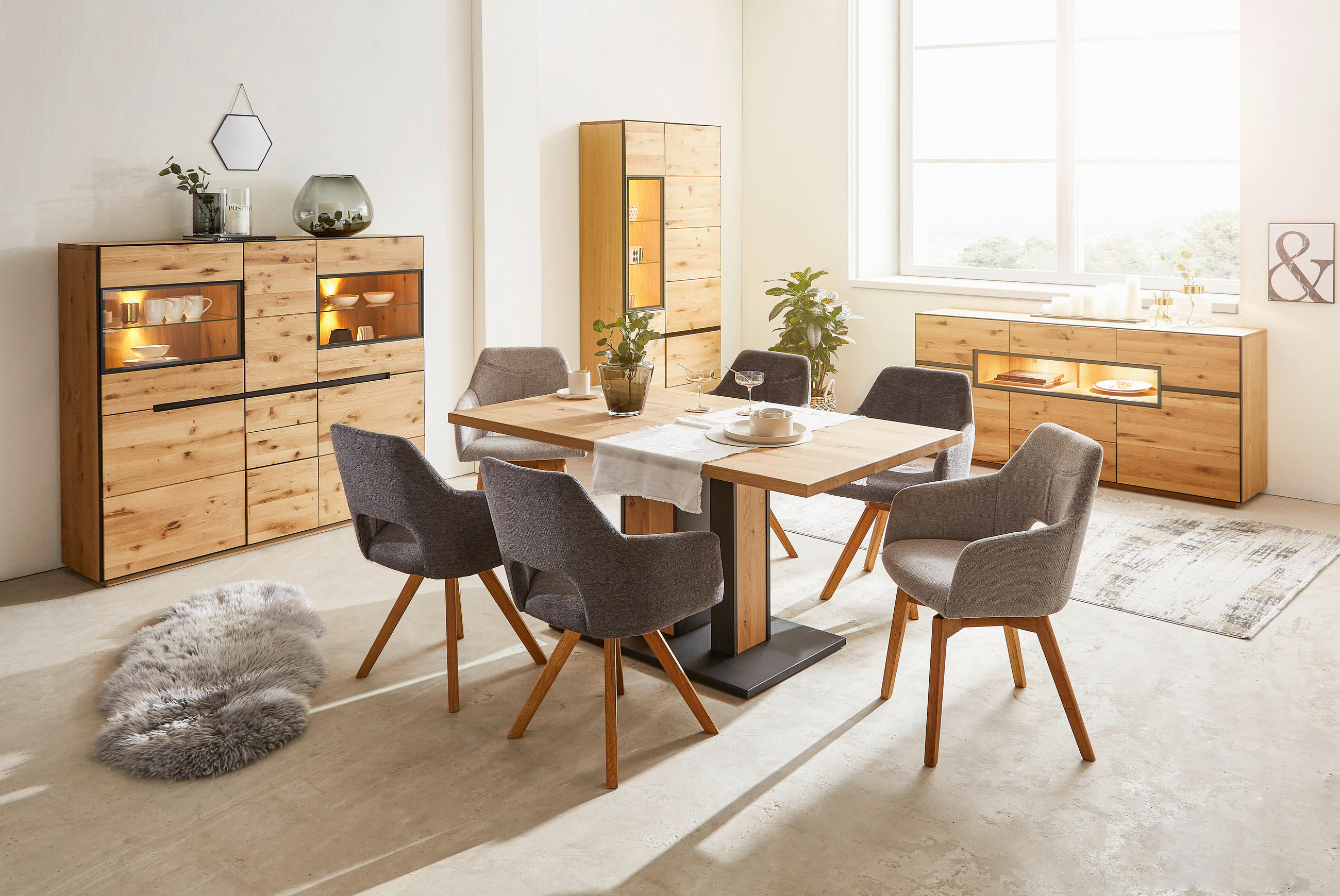 ARMLEHNSTUHL  in Webstoff  - Eichefarben/Cappuccino, Design, Holz/Textil (57/84/57cm) - Voleo