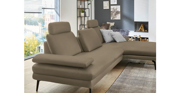 ECKSOFA in Echtleder Beige 310/180 cm - Beige/Schwarz, Design, Leder/Metall (310/180cm) - Dieter Knoll