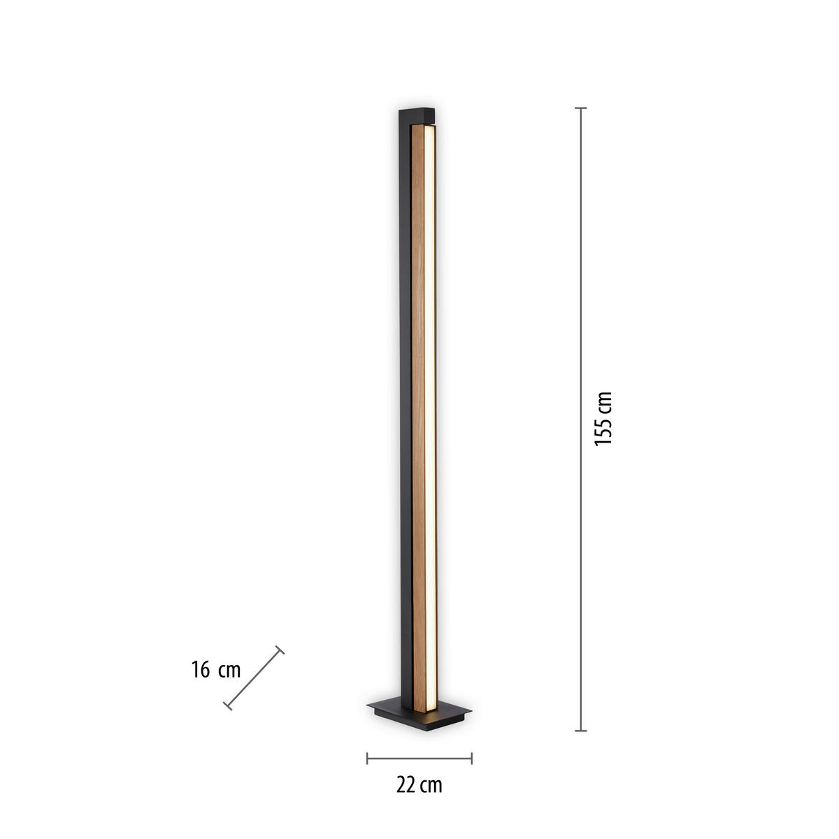 LED-STEHLEUCHTE - Eichefarben/Anthrazit, Design, Holz/Kunststoff (22/16/140cm) - Neuhaus PURE