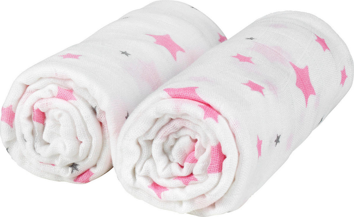 STOFFWINDEL  - Weiss/Pink, Basics, Textil (120/120cm) - My Baby Lou